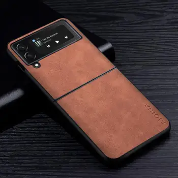 Za Samsung Galaxy Z Flip 3 Torbica od umjetne kože šok-dokaz однотонный torbica za Samsung Z Flip3 Zaštitna ljuska ZFlip3