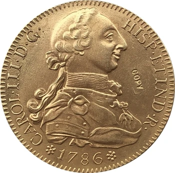 24 - karatno позолоченное pokrivenost 1786 Španjolska 8 Eskudo - kopija kovanica Carlos III