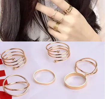 6 kom. Modni prsten za svakodnevno nošenje u korejskom stilu Novo Retro pretjerane veze od nehrđajućeg čelika s popustom Nakit Za žene Poklon ostaci