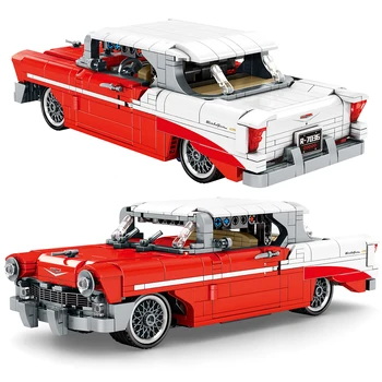 814 kom. high-tech Klasična Crvena Starinski Automobil Gradivni Blokovi Grad Uklonio Automobil Kreativna Cigle Dječje igračke Božićni pokloni