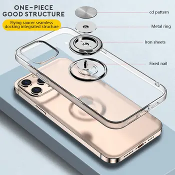 Magnetni Transparentno Držač za prstenje Torbica za telefon iPhone 12Pro Max 11 XS XR Max X 7 8 Plus 12Mini 12Pro 11Pro Max Stražnji poklopac sa postoljem