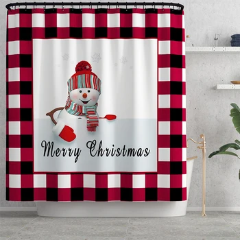 Božićni Snjegović Vodootporne zavjese za tuširanje od 4 predmeta Tepih za kupaonicu Mat protuklizni Tepih za kadu Tepih za wc Set home dekor