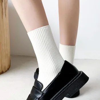 Ženske pamučne čarape 3 para/lot klasicni čarape srednje dužine, jesenje i zimske muške čarape, modne čarape za djevojčice, VKMONY