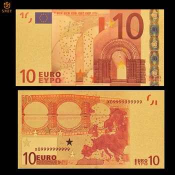 10 kom. Veliko Replika Novčanica od zlatne Folije je 10 Eura Papirni novac od 24 Do Zlatne novčanice Napomena