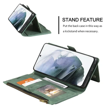 Luksuzna kožna torbica za Samsung Galaxy S20 S21 FE S10 E S9 S8 Plus Note20 Ultra Novčanik na munje Držač za kartice Stalak Torbica za telefon