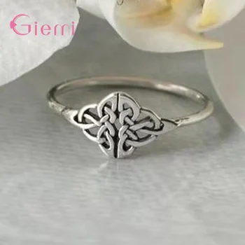 Pravi Srebro 925 sterling Prozirne Šuplje Prsten u obliku cvijeta za ruke Za žene Vjenčanje izjava Božić Poklon Nakit