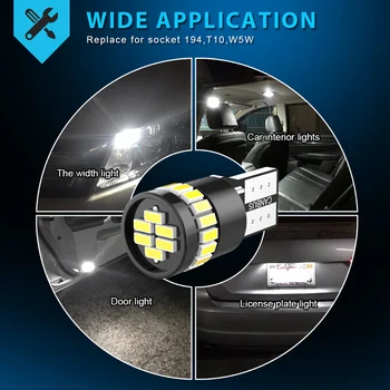 2x T10 W5W LED Bez Greške Dimenzionalni svjetlo za parkiranje automobila Ford Fiesta Focus 2 3 Mondeo mk2 mk3 mk4 Fusion Kuga 194 168 Žarulja