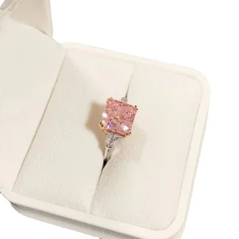 MFY Moderan ženski prsten za žene Jednostavan Slatki Stil Kvadratnom Pink Cirkon Trokut Bijeli Cirkon Donje Prsten Djevojka Nakit poklon Vruće