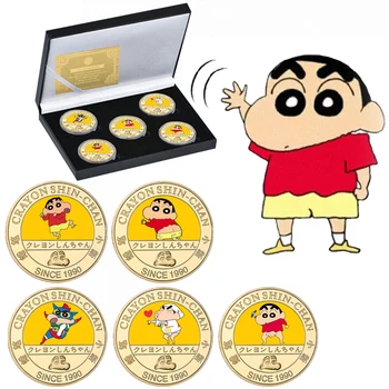Anime Olovka-Shin-Chan Zlatne Collectible Novčanice Crtani Poziv Novčić Poklon Set za Uspomenu Zbirke Momery Kućni dekor