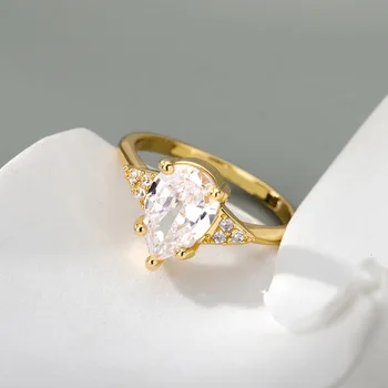 Luksuzni Prsten s kapljicama vode od kristala Циркона Za žene i djevojčice Zlatna boja Chips Angažman Zaručnički prsten Boho Par Nakit Anillos