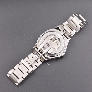 Parnis 42 mm Crni Brojčanik Mehanička Automatski muški sat s safir kristal stakla Miyota 8215 Mehanizam Mens zegarek meski 2021 Kutija