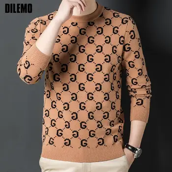 Vrhunski Luksuzni Novi modni brand Pletene pulover Pletene džemper Muška Design uličnu odjeću s okruglog izreza Casual kardigan Muška odjeća