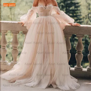 Modni vjenčanicu u boemskom stilu 2021 robe de mariée Aplicirano Slatka vestido de novia Linija Tila приталенные vjenčanica