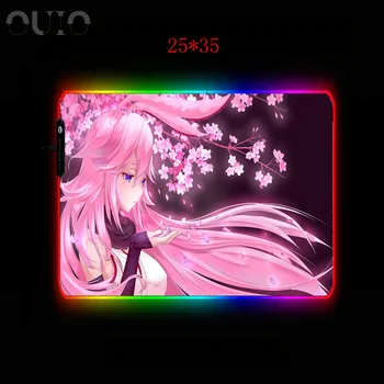 OUIO 900x400/350x600 mm Anime Ružičasti Cvijet Kosa Djevojke RGB Velika Gaming podloga Za Miša Led Rasvjeta podloga Za Miša Igra Računalni Stol mat Mat