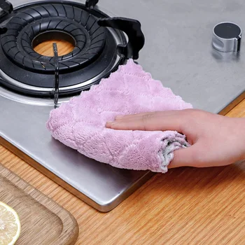 Kuhinjska dupli sloj Apsorpciju krpa od mikrovlakana Za posuđe sa non-stick uljem Za kućanstvo Čišćenje Kuhinjski alat 1 komad