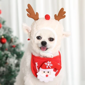 Božićno Slatka Osnovna Pas Mačka Pribora Bibs Štene Santa Crvena Marama Šešir Glavu Smiješno Božić Odijelo Za Kućne ljubimce