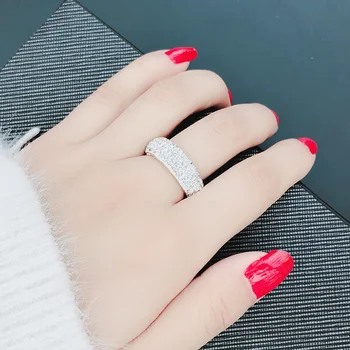 Prstenovi od nehrđajućeg čelika DOTIFI 316L Za žene u Punoj Veličini 5 redova prozirni kristal Angažman Zaručnički Prsten Nakit