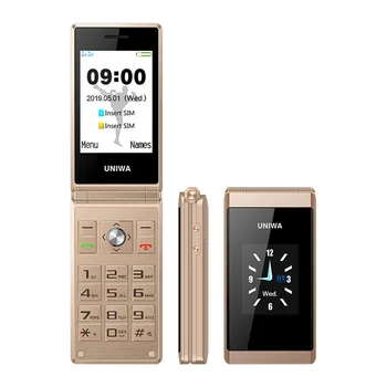 UNIWA X28 2G GSM Preklopni Flip Mobilni Telefon Viši Velika Gumb za Dvije Sim kartice, FM radio Ruska Tipkovnica na Hebrejskom Brand Mobilnih telefona