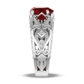 Donje Luksuzno prsten Modni Prsten s Crvenim kubični cirkon u obliku srca Pogodan za Punk-Zaruka, Vjenčani Dar, Blistavog Nakita Od Nehrđajućeg Čelika