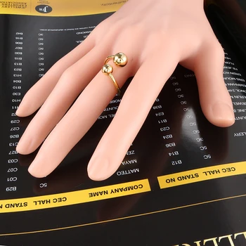 Modni Prsten s kuglicama od Nehrđajućeg Čelika Podesiva Dvostruke Nakit za Bague Femme Prsten open суставом zglob Donje Zaručnički prsten