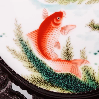 Home Dekor Keramičke Ukrasne Ploče Kineski Ukras Tanjur za pranje posuđa Drveni Okvir Porculan Tanjur za ribe Skup Svadbeni poklon