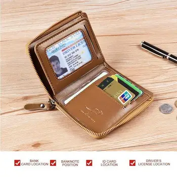 Muški kožni RFID-blokiranje torbicu s utorom za kartice Velikog kapaciteta, Držač za novac munje