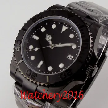 40 mm Sterilnu Crni brojčanik koje ostavljaju premazom PVD Mat Keramičkih Oštrica Safir Kristal PT5000 NH35 Miyota 8215 Automatski mens watch