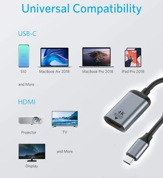 USB C na HDMI/VGA/DP/Mini DP Adapter 4K Kabel USB Tip C na HDMI Adapter je Kompatibilan sa MacBook Pro iPad Pro Surface Book XPS