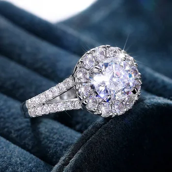 WUKALO Elegantne Okrugli Vjenčano prstenje od kubni cirkonij s kristalima za žene AAA Bijela CZ Kamena Visoke Kvalitete Modni nakit za Vjenčanje