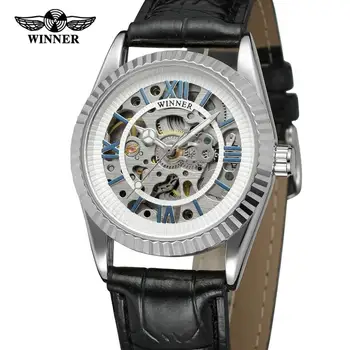 Sat WINNER Casual moda plave rimske brojke fluted silver vanjski brojčanik zona muški ručni sat automatski mehanički sat