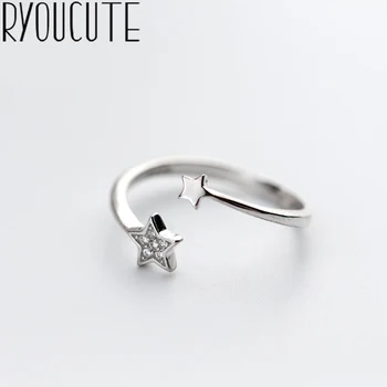 RYOUCUTE Trenutno Srebrna Boja Modni Nakit Veliki Crystal Star Prsten za Žene Nakit Izjava Antičku Prsten Anillos