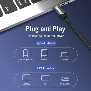 USB kabel C HDMI tip USB-C 2.0 na HDMI Konverter Thunderbolt 3 za MacBook Pro Huawei Xiaomi Samsung HDMI Kabel Tipa C