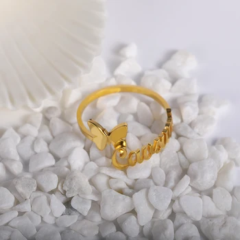 Ime Personlizd Prsten-Leptir za žene Zlatni Podesivi Prsten od Nehrđajućeg Čelika Unikatni Nakit za zaruka 2021 Moda